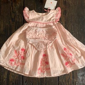Pink embroidered ruffle dress